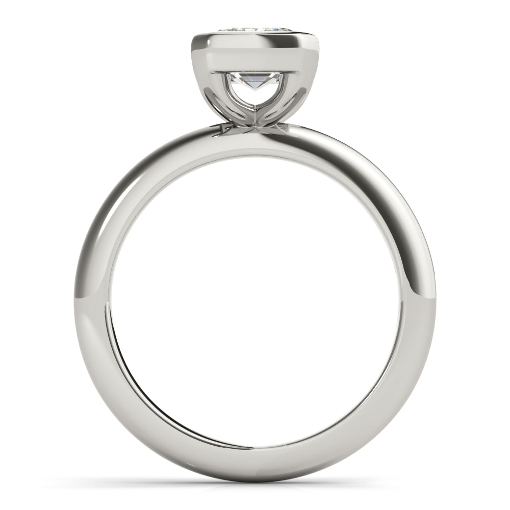 Emerald Half Bezel Diamond Engagement Ring Setting