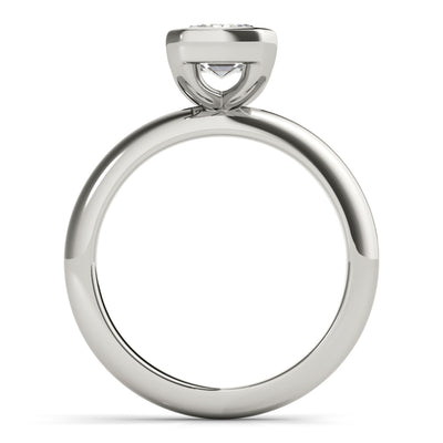Emerald Half Bezel Diamond Engagement Ring Setting