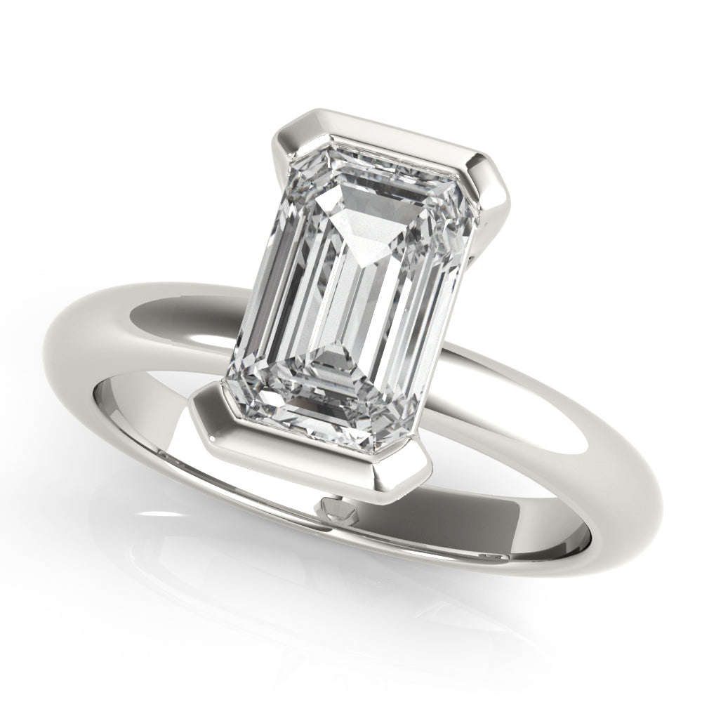 Emerald Half Bezel Diamond Engagement Ring Setting