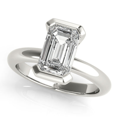 Emerald Half Bezel Diamond Engagement Ring Setting