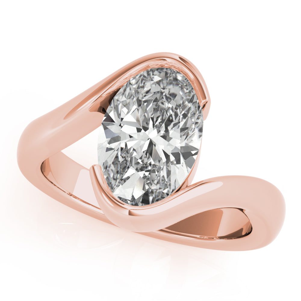 Meadow Oval Half Bezel Engagement Ring Setting