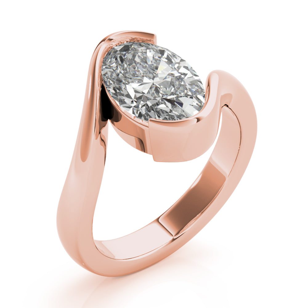 Meadow Oval Half Bezel Engagement Ring Setting