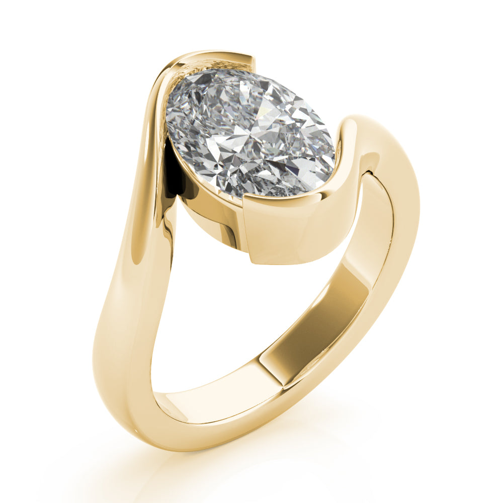 Meadow Oval Half Bezel Engagement Ring Setting