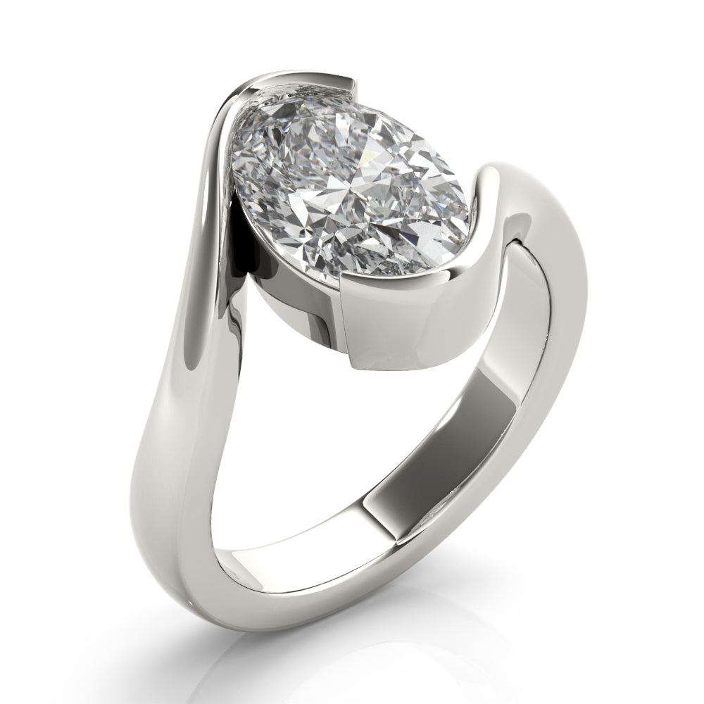 Meadow Oval Half Bezel Engagement Ring Setting