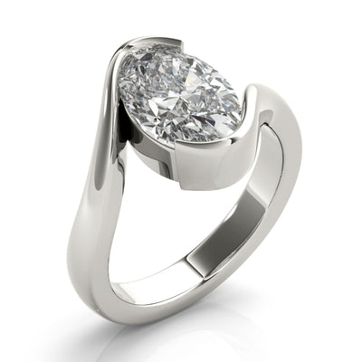 Meadow Oval Half Bezel Engagement Ring Setting