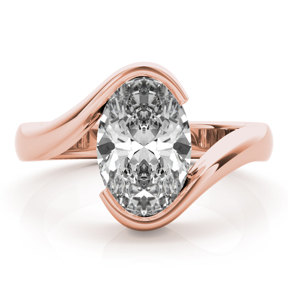 Meadow Oval Half Bezel Engagement Ring Setting