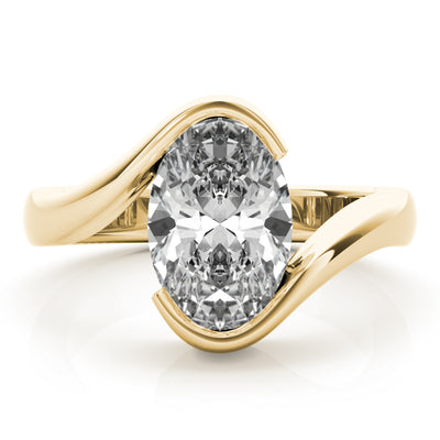 Meadow Oval Half Bezel Engagement Ring Setting