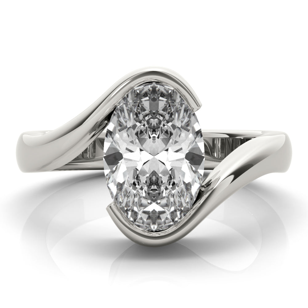 Meadow Oval Half Bezel Engagement Ring Setting