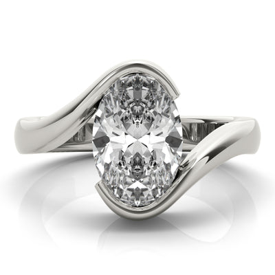 Meadow Oval Half Bezel Engagement Ring Setting