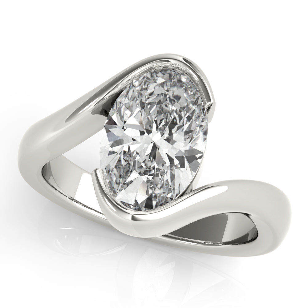 Meadow Oval Half Bezel Engagement Ring Setting