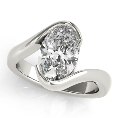 Meadow Oval Half Bezel Engagement Ring Setting