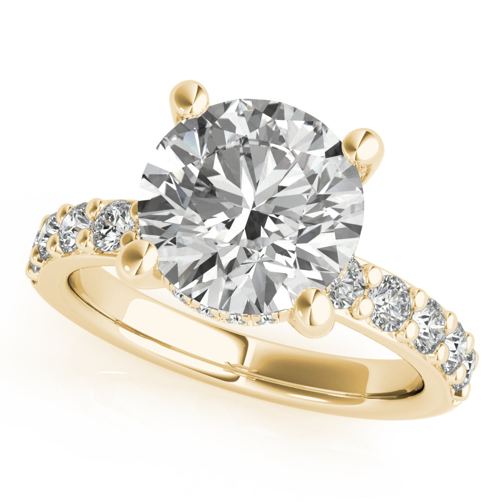 Alyssa Grande Round Diamond Engagement Ring Setting with Hidden Halo