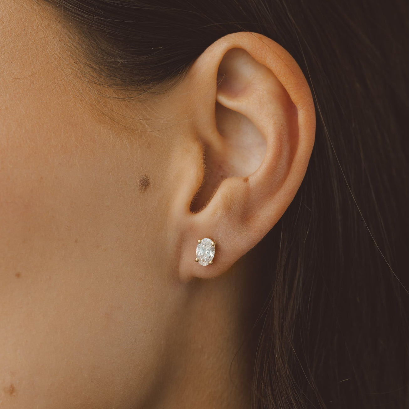 Oval Diamond Stud Earrings