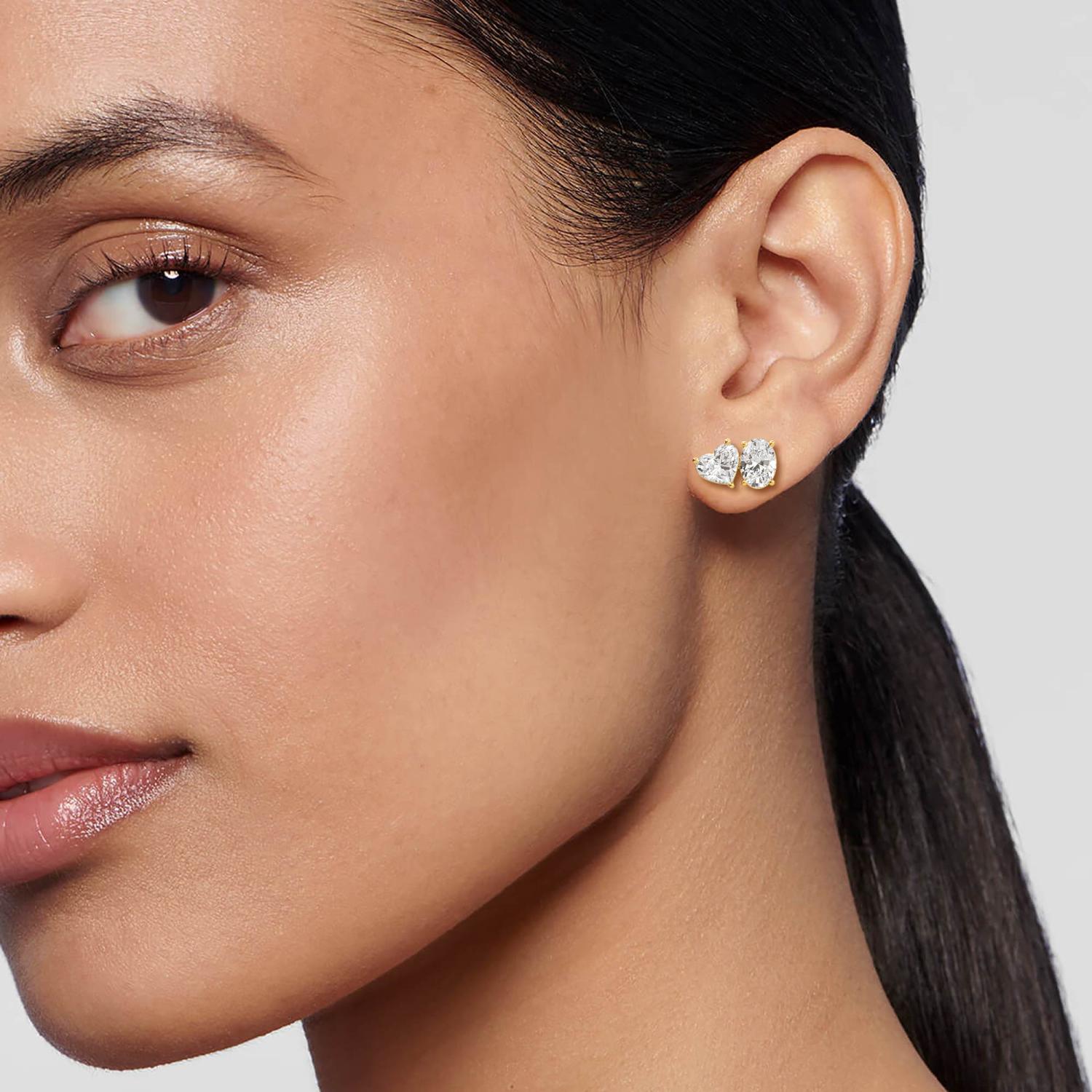 Avery Toi et Moi Lab-Diamond Earrings (Oval and Heart)