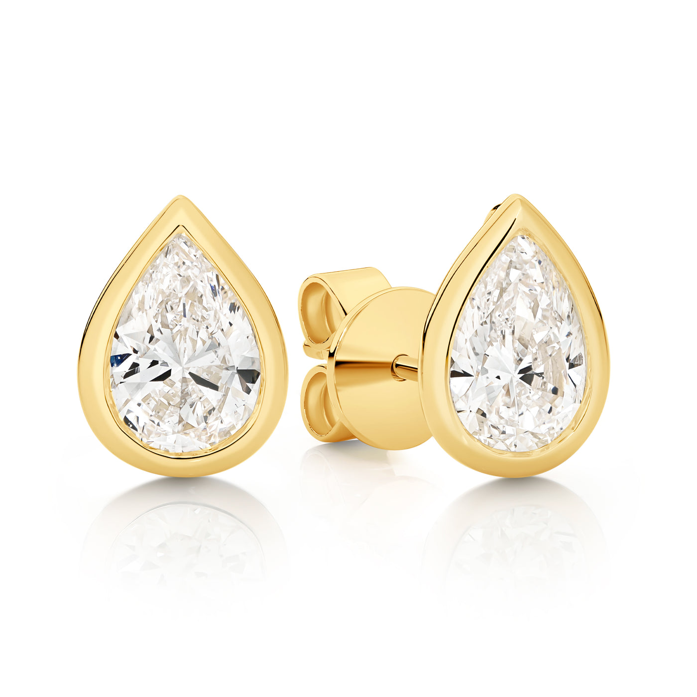 Lumina Pear Bezel Diamond Earrings