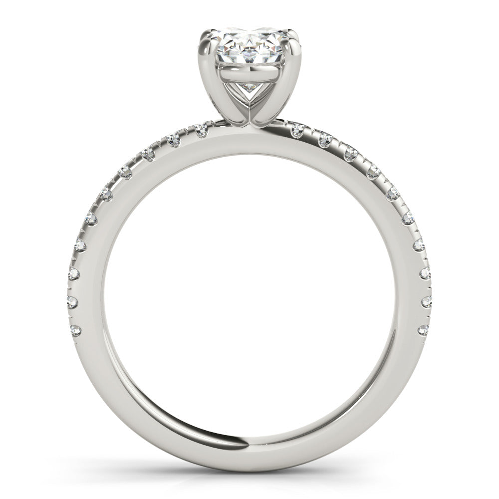 Oval Pave Band Stirling Silver & CZ Proposal Ring