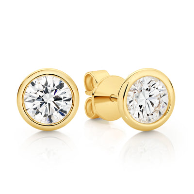 Lumina Round Bezel Diamond Earrings