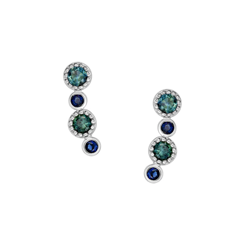 Gwen Sapphire Earrings (Teal & Blue)