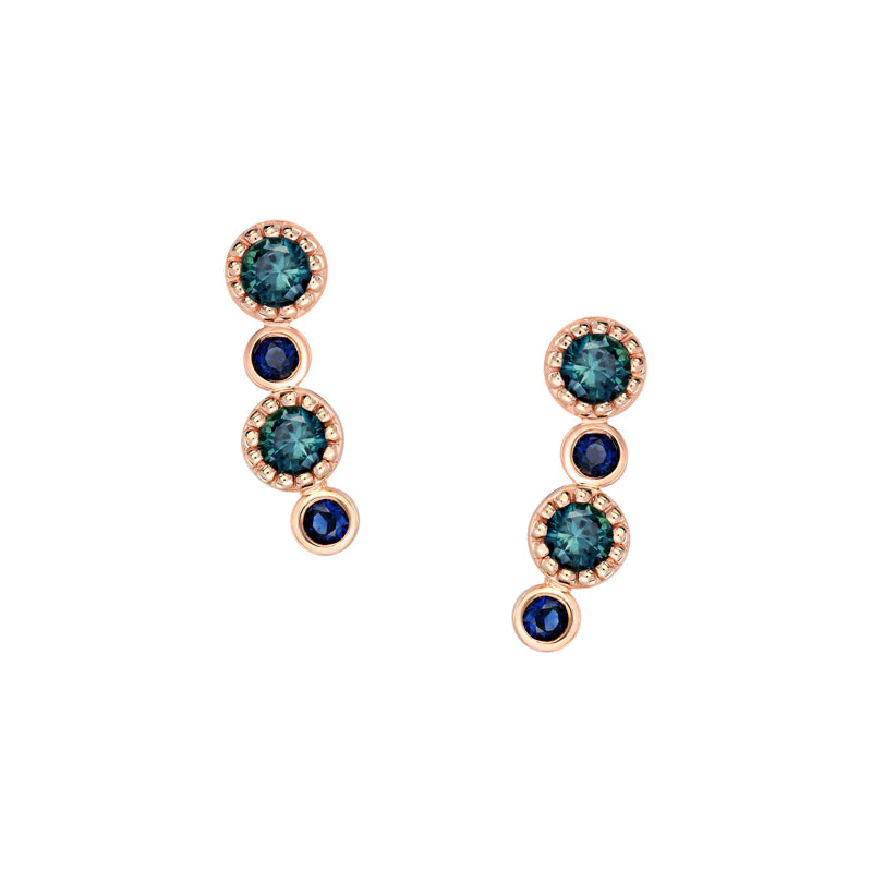 Teal and Blue Sapphire Earrings