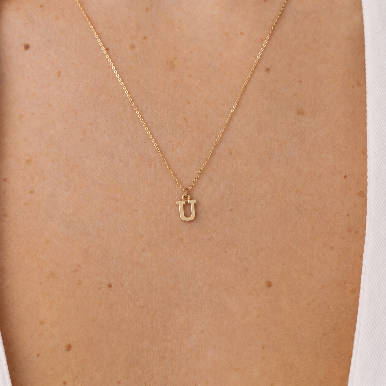 Initial Letter Gold Necklace U - Z