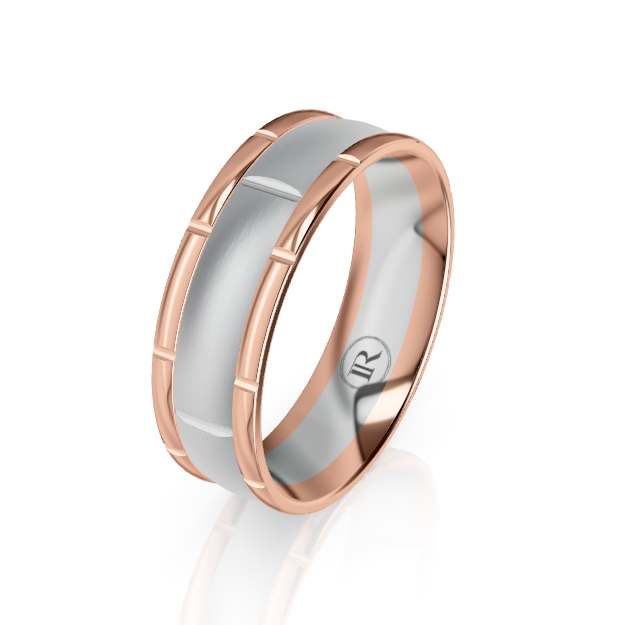 The Warwick Rose Gold Edged & White Gold Grooved Ring