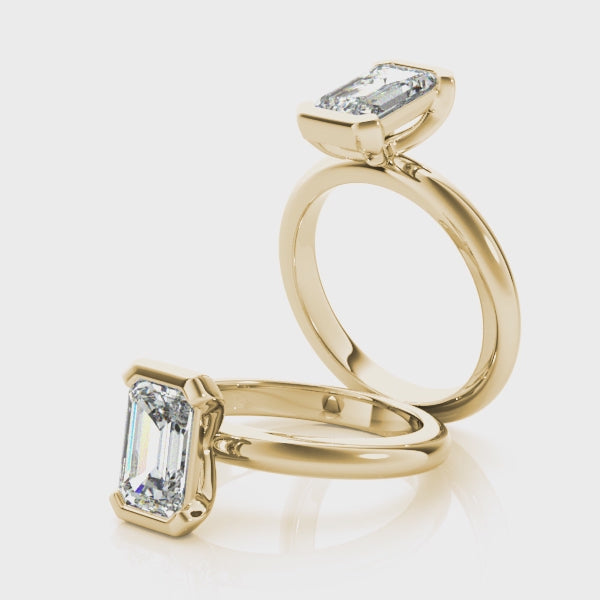 Emerald Half Bezel Diamond Engagement Ring Setting