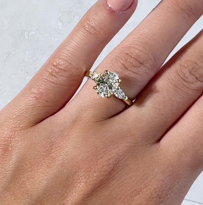 Charlotte Oval Diamond and Petite Pear Engagement Ring Setting