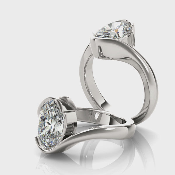 Meadow Oval Half Bezel Engagement Ring Setting