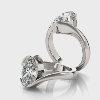 Meadow Oval Half Bezel Engagement Ring Setting