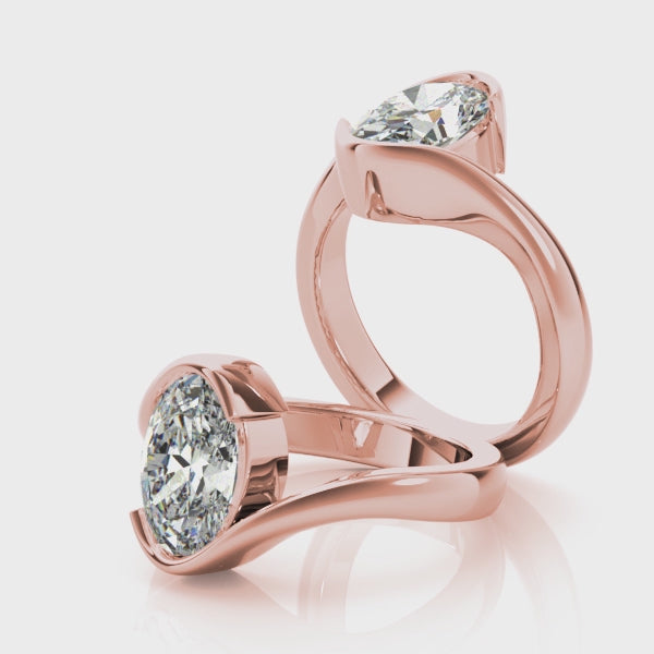 Meadow Oval Half Bezel Engagement Ring Setting