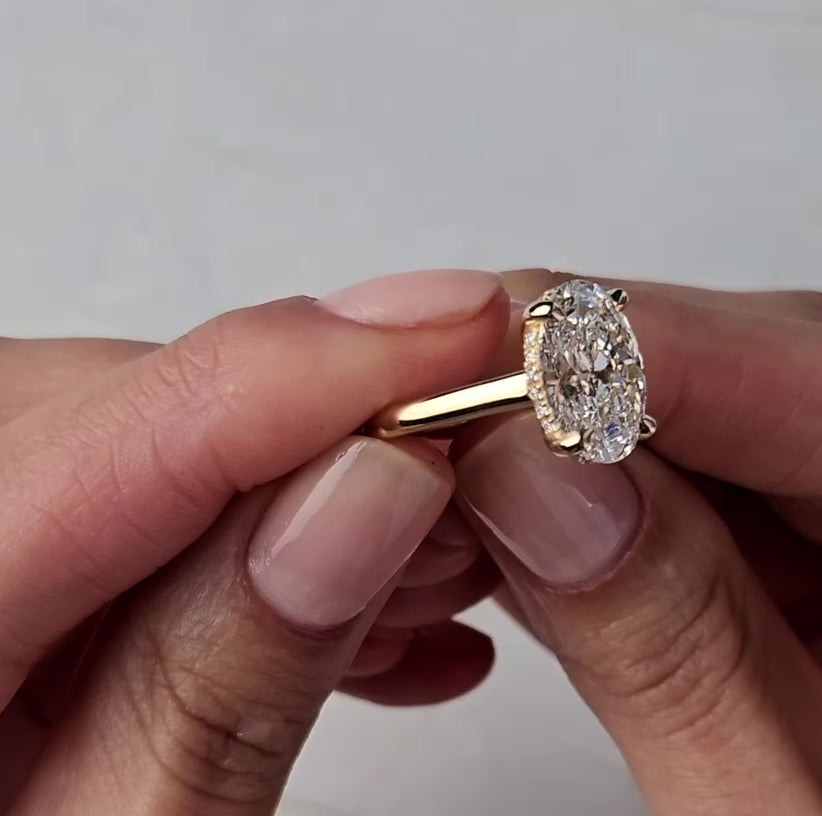 Hannah Oval Solitaire with Hidden Halo Engagement Ring Setting