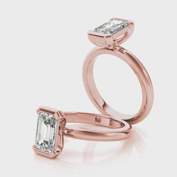 Emerald Half Bezel Diamond Engagement Ring Setting