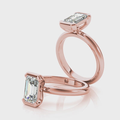 Emerald Half Bezel Diamond Engagement Ring Setting