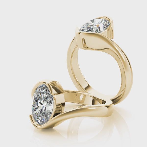 Meadow Oval Half Bezel Engagement Ring Setting