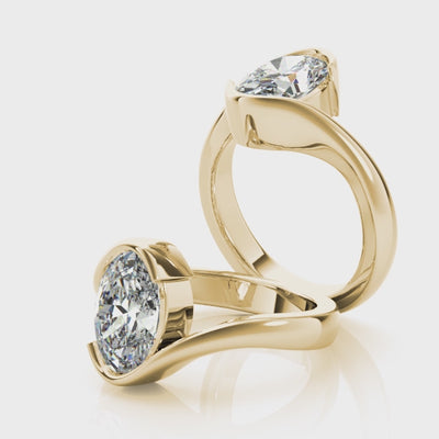 Meadow Oval Half Bezel Engagement Ring Setting