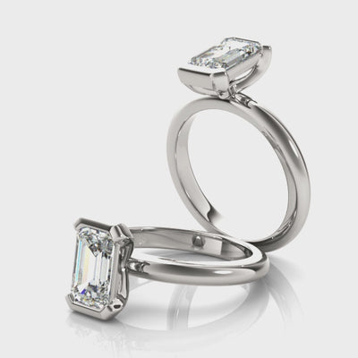 Emerald Half Bezel Diamond Engagement Ring Setting