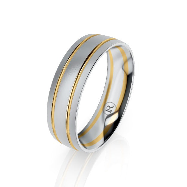 Multi Grooved Platinum & Gold Wedding Ring
