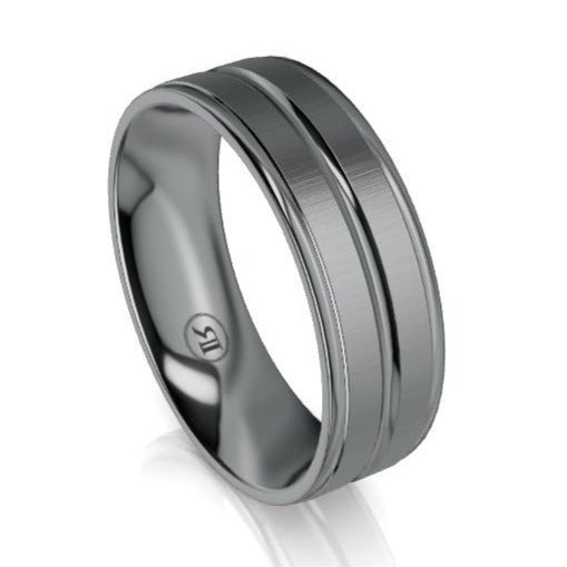 The Orion Tantalum Grooved Wedding Ring