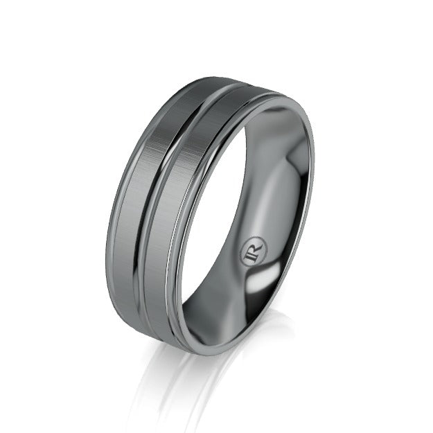 The Orion Tantalum Grooved Wedding Ring