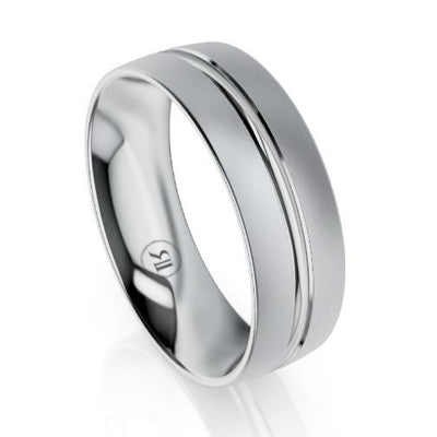 Centre Grooved Palladium Wedding Ring (IN1381)