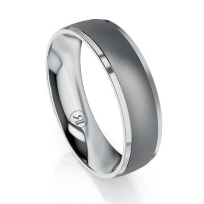 The Dunkirk Tantalum & Platinum Bevelled Wedding Ring