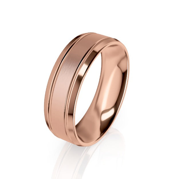 The Preston Rose Gold Bevelled Edge Wedding Ring