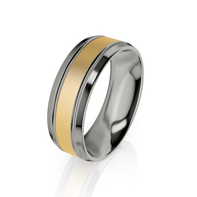 The Preston Gold & Titanium Bevelled Wedding Ring