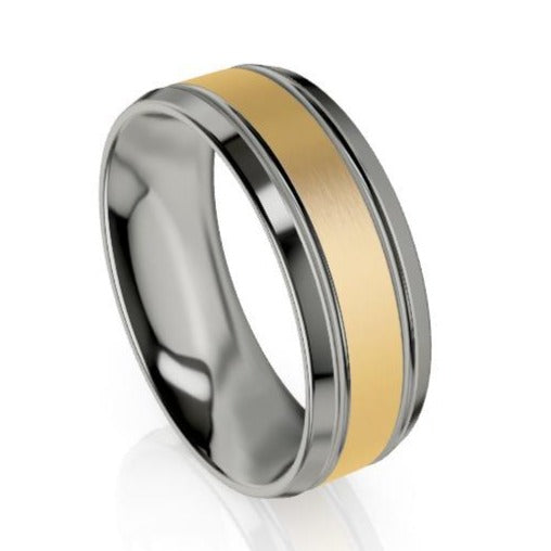 The Preston Gold & Titanium Bevelled Wedding Ring