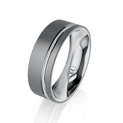 The Lewis Tantalum and Platinum Inner Sleeve Inlay Wedding Ring