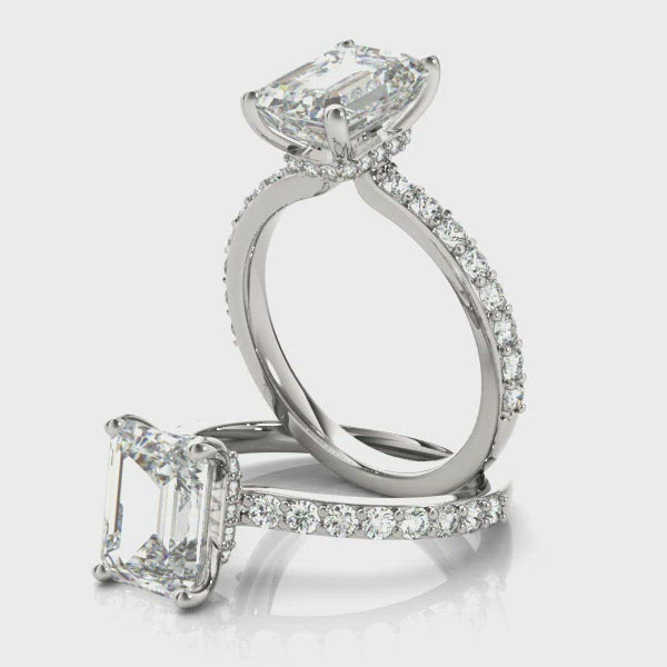 Allegra Emerald Cut Diamond Bridge Engagement Ring Setting