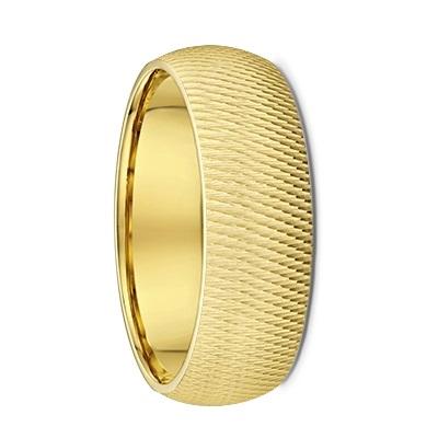 Groove Textured Men's Yellow Gold Wedding Ring  (253A023)