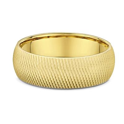 Groove Textured Men's Yellow Gold Wedding Ring  (253A023)