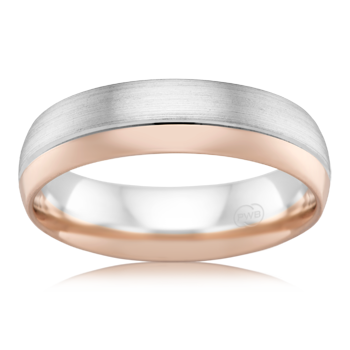 White and Rose Gold Two Tone Men's Wedding Ring