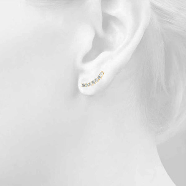 Aylin Lab Grown Diamond Curved Climber Stud Earrings (0.40ct TDW)